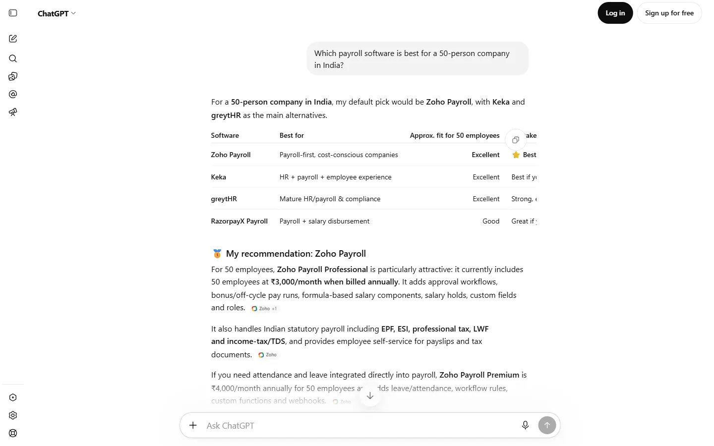 ChatGPT answer to question 1